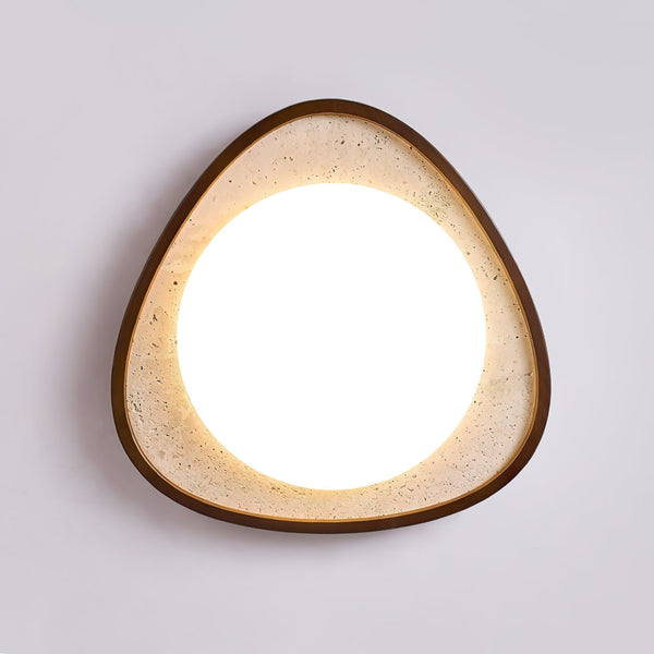 modern yellow travertine walnut flush mount ceiling light