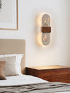 modern yellow travertine walnut led wall sconce 3