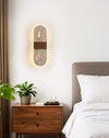 modern yellow travertine walnut led wall sconce 3