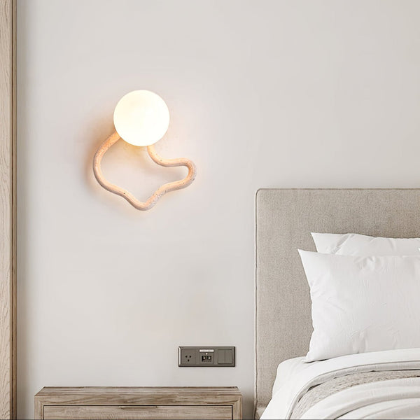 modern yellow travertine walnut serpentine wall sconce
