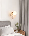 modern yellow travertine walnut serpentine wall sconce