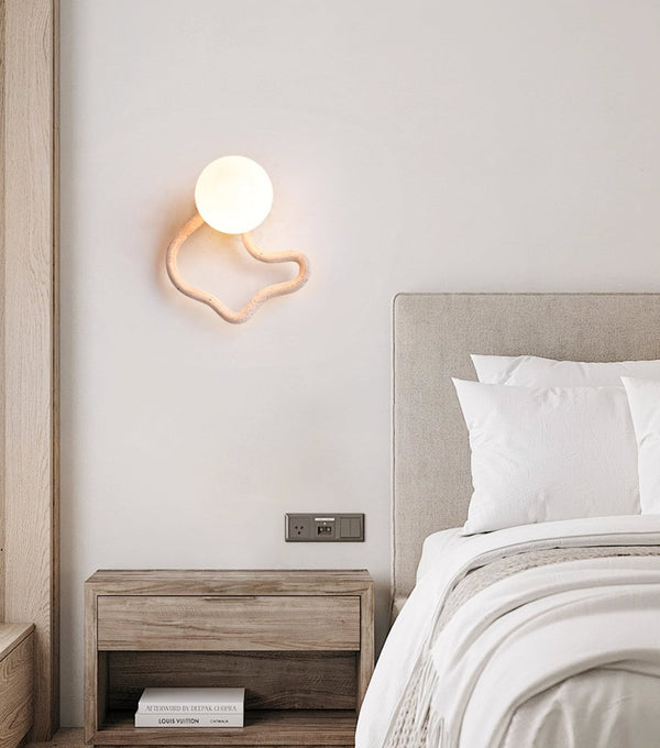 modern yellow travertine walnut serpentine wall sconce