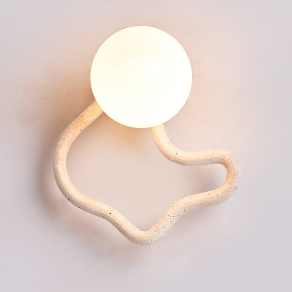 modern yellow travertine walnut serpentine wall sconce