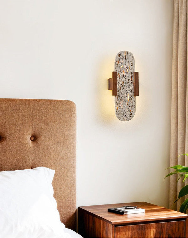modern yellow travertine walnut wall sconce 3