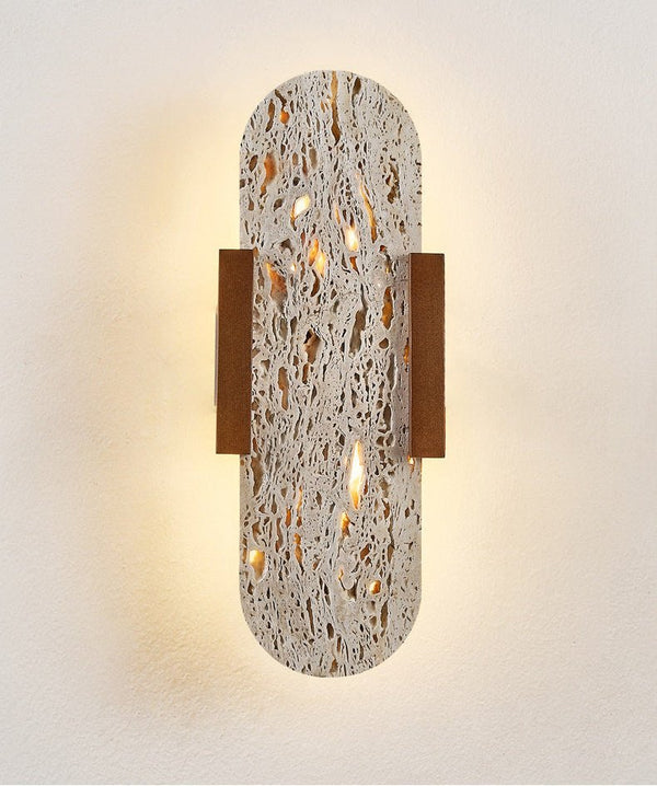 modern yellow travertine walnut wall sconce 3