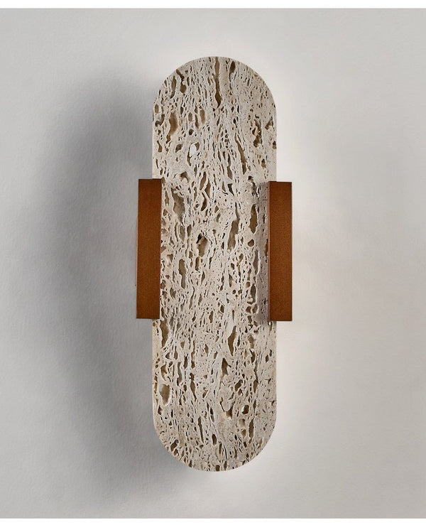 modern yellow travertine walnut wall sconce 3