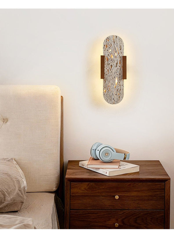 modern yellow travertine walnut wall sconce 3