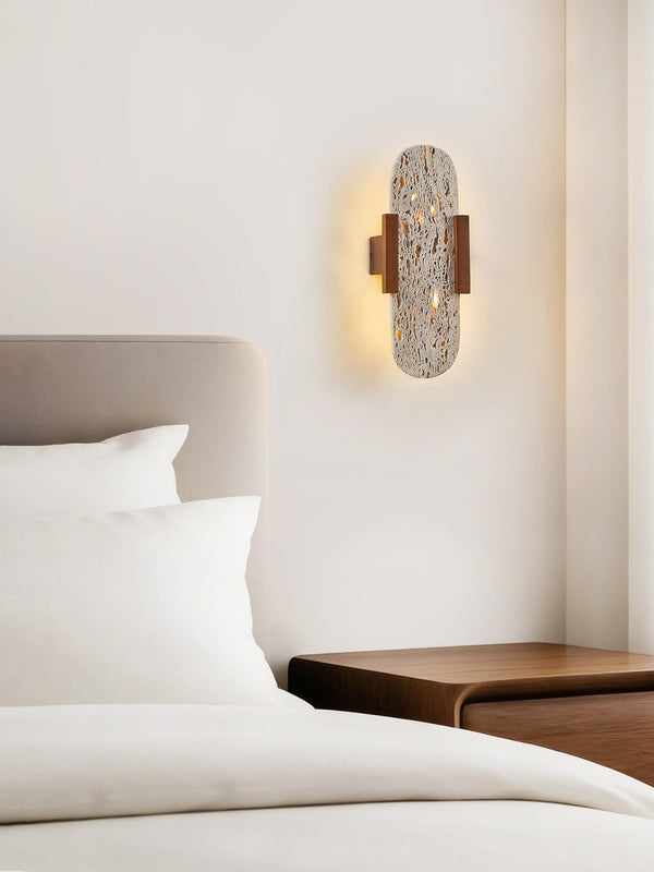 modern yellow travertine walnut wall sconce 3