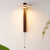 modern yellow travertine walnut wood arc wall lamp
