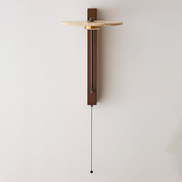 modern yellow travertine walnut wood arc wall lamp