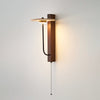 modern yellow travertine walnut wood arc wall lamp