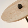 modern yellow travertine walnut wood arc wall lamp