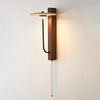 modern yellow travertine walnut wood arc wall lamp