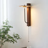 modern yellow travertine walnut wood arc wall lamp