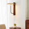 modern yellow travertine walnut wood arc wall lamp