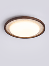 modern yellow travertine walnut wood led flush mount ceiling light