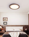 modern yellow travertine walnut wood led flush mount ceiling light