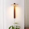 modern yellow travertine walnut wood wall lamp