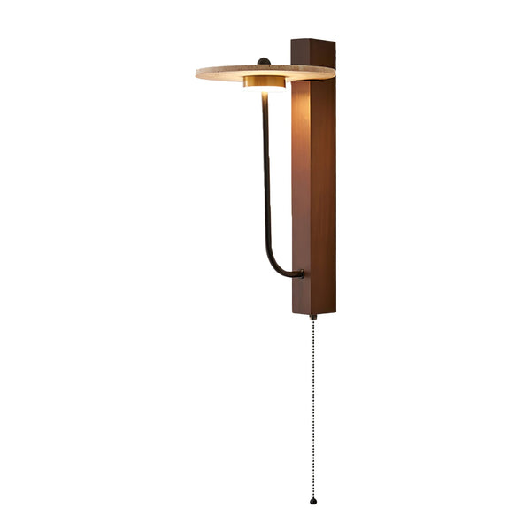 modern yellow travertine walnut wood wall lamp