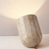 modern yellow travertine wood cylinder table lamp