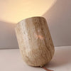 modern yellow travertine wood cylinder table lamp