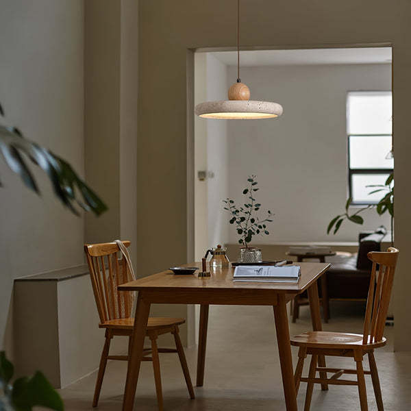modern yellow travertine wood led pendant light