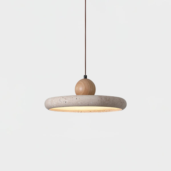 modern yellow travertine wood led pendant light