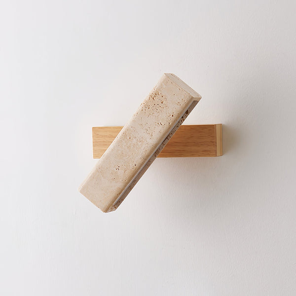 modern yellow travertine wood linear led wall sconce