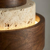 modern yellow travertine wood round flush mount ceiling light