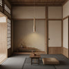 modern yellow travertine wood stick pendant light