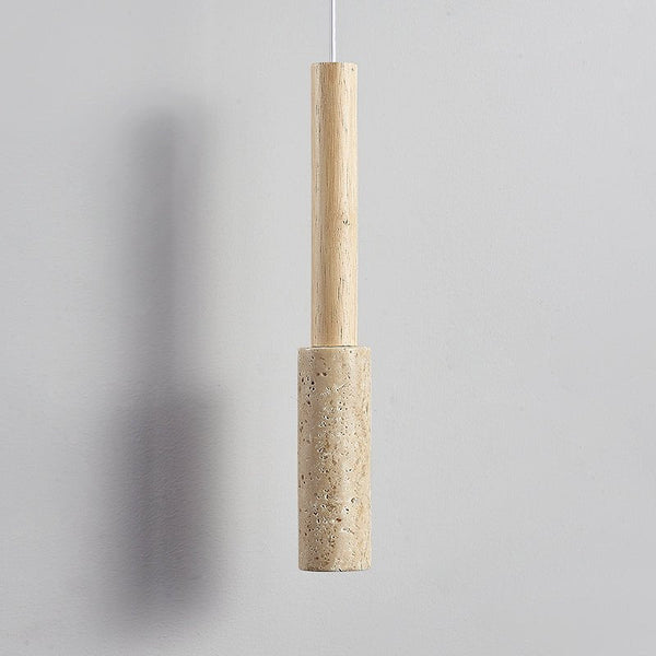 modern yellow travertine wood stick pendant light