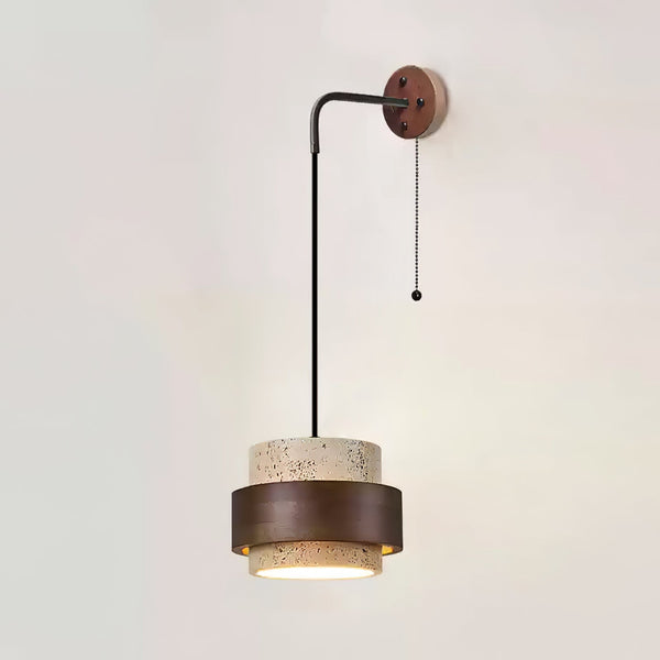 modern yellow travertine wood wall sconce