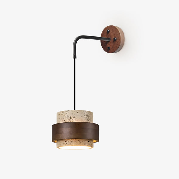 modern yellow travertine wood wall sconce