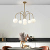 Sputnik Multi Light White Ball Glass Shade Pendant Lights Gold Black Curved Linear Chandelier