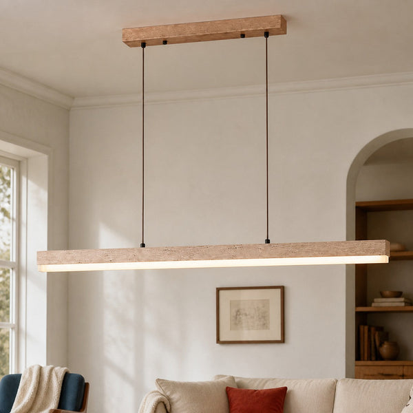 natural travertine linear pendant light