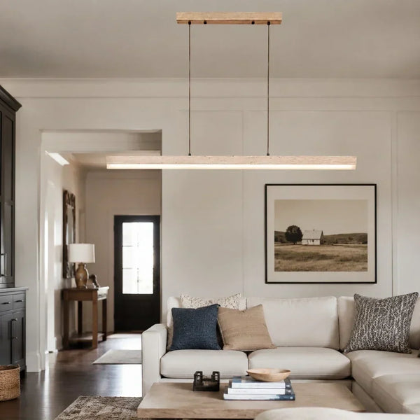 natural travertine linear pendant light