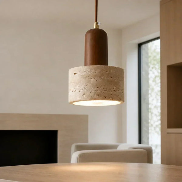 natural travertine stone dome pendant light