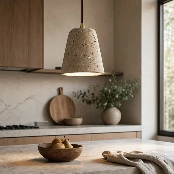 natural travertine stone dome pendant light