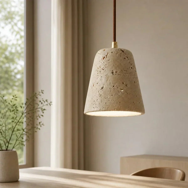natural travertine stone dome pendant light