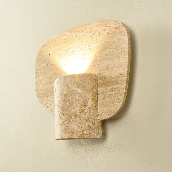 natural yellow travertine cylinder wall sconce