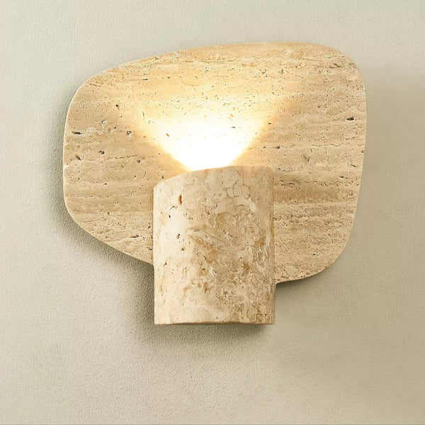 natural yellow travertine cylinder wall sconce