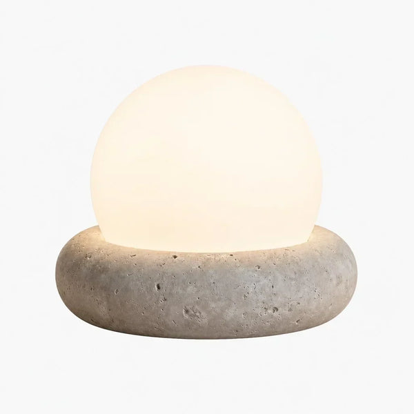 neutral travertine glass globe led table lamp
