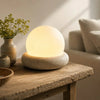 neutral travertine glass globe led table lamp