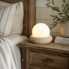 neutral travertine glass globe led table lamp