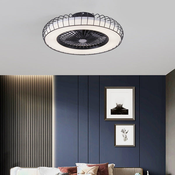 Nordic Invisible Fan Blades Stepless Dimming Integrated Ceiling Fan Lamp