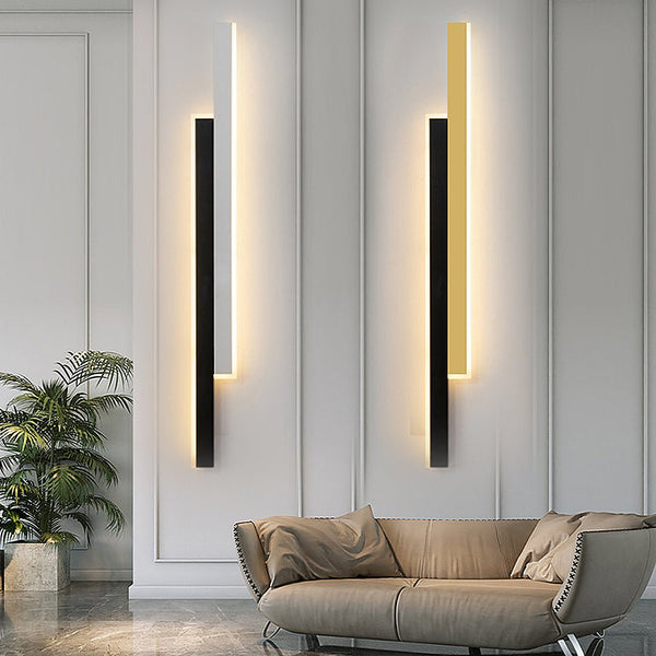 Nordic Minimalist Double Long Strip Led Wall Lamp For Living Room Bedside Aisle