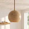 organic travertine wood pendant light