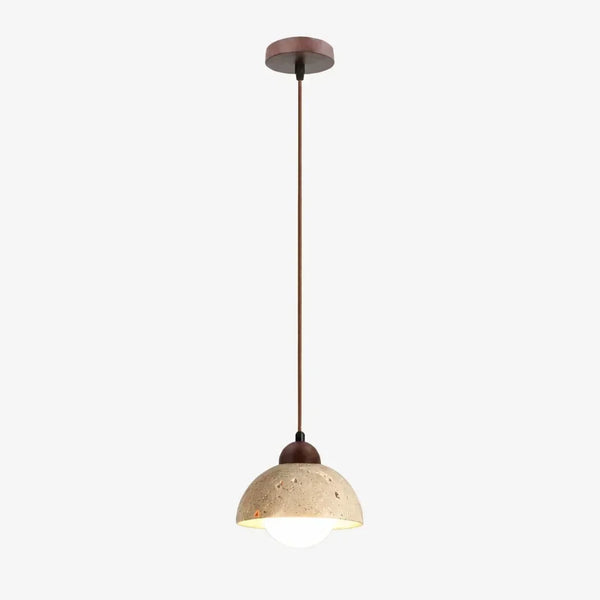 organic travertine wood pendant light