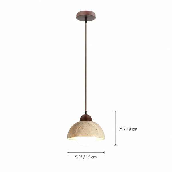 organic travertine wood pendant light
