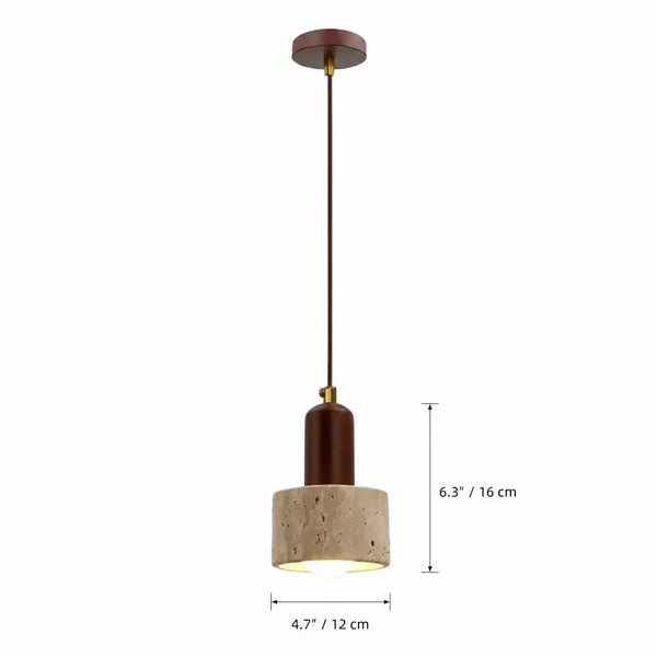 organic travertine wood pendant light